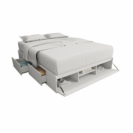CAMA BOX 160 CM 4 CAJONES 1 PUERTA BLANCA