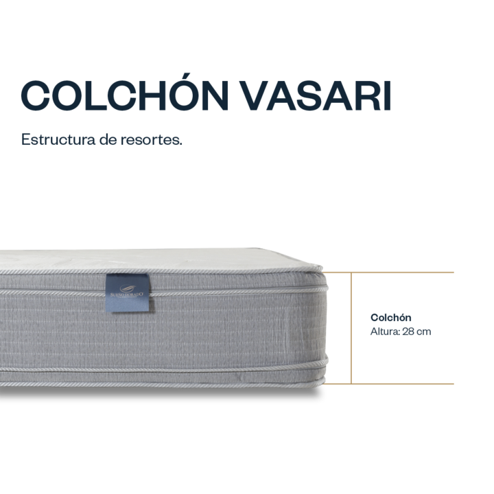 Colchón Sueño Dorado Vasari Resorte 1 plaza y 1/2 100x190 cm - Vista 3
