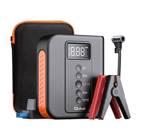 Cargador Batería · Inflador 150 PSI · 10000 mAh ·GLOBAL ELECTRONICS  (JS10000-3IN1-AIRP-SC-USBC)