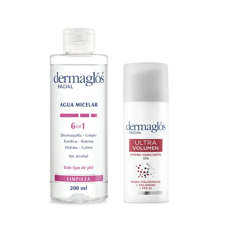 Dermaglos Set Dia Agua Micelar 6 en 1 + Ultra Volumen 50g