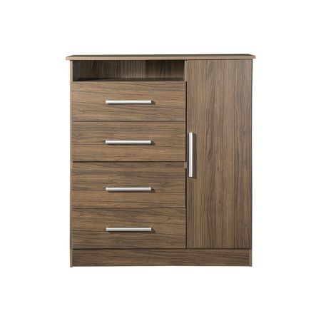 Comoda Chiffonier TV Nogal 1 Puerta + 4 Cajones Maximo Venezia
