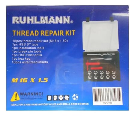 Kit de Insertos Ruhlmann M16 x 1.5 15 Piezas