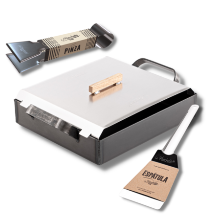 Plancheta de 1 Hornalla Con Tapa, Espatula y Pinza - La Planchetta 
