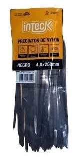 Precinto Inteck 25cm 4,8mm x 250mm Bolsa 100 Unidades Negro