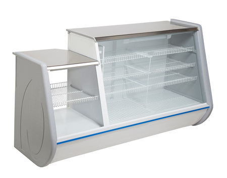 Heladera Vitrina Mostrador Exhibidora 1,90mts Lateral Curvo Gris 0.25 Hp