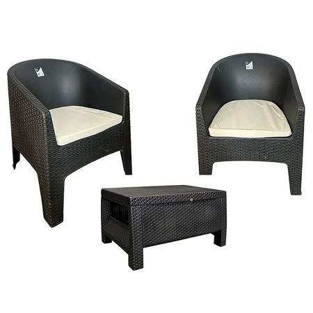 SET 2 SILLONES Y 1 MESA GRAFITO VOSS2000 COMBO30GR
