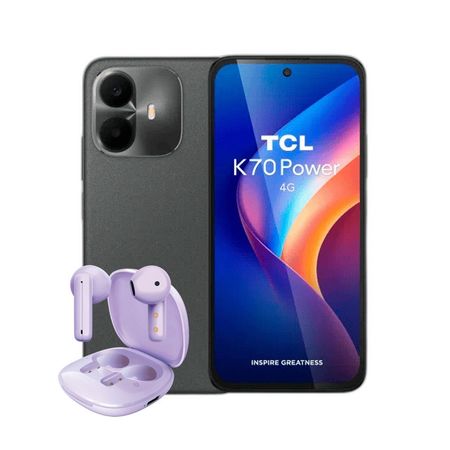 Combo TCL K70 Power 4+256GB Grey + Auriculares TWS Dekkin Purple