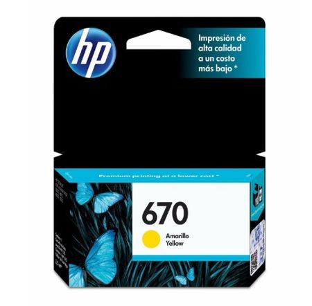 Cartucho HP 670 YELLOW INK CARTRIDGE CZ116AL