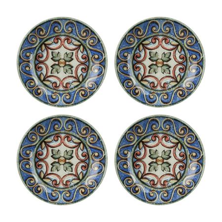 Set x 4 Plato Hondo Sopero Pasta 25 cm Porcelana Decorado Color