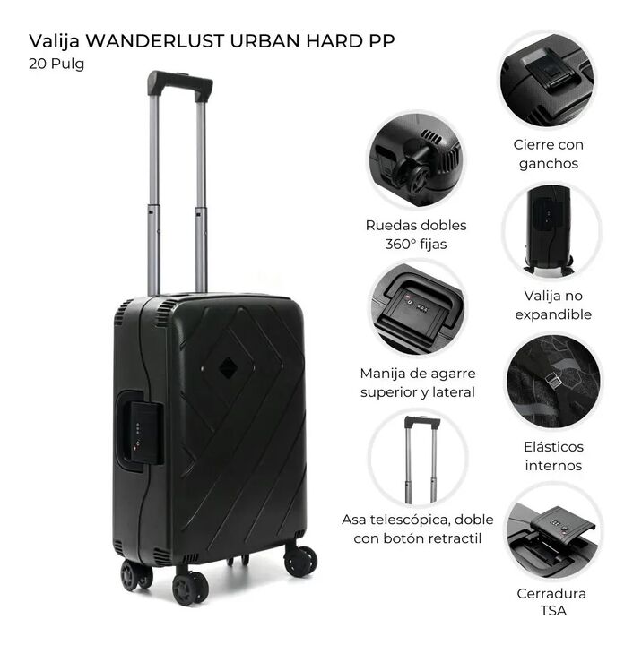 Valija Wanderlust Urban Army 20 Pulgadas Negra 39953 - Vista 3