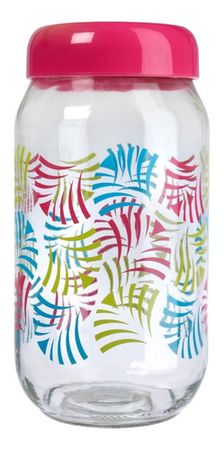 Frasco Vidrio Decorado 660 Cc Cierre Rosca Tapa Plástica Fucsia