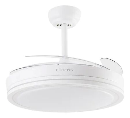 Ventilador De Techo Retráctil Etheos 100w Luz Led Control 1.2 M Blanco Transparente Plástico 4