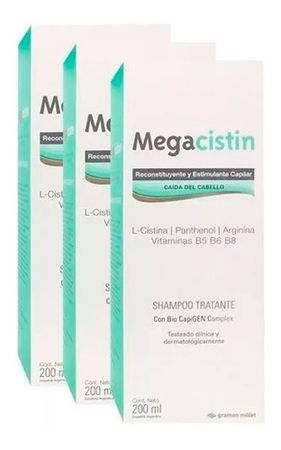 Shampoo Megacistin Anti Caida Cabello Pelo 3 X 200 Ml
