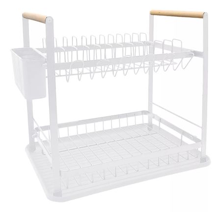 Secaplatos Escurridor Hudson 2 Pisos Acero Madera