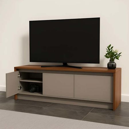 Mueble de TV 130 M para TV LED con 3 Puertas Nogal Gris Arcilla