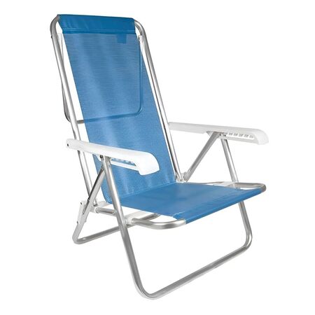 Reposera Aluminio Laury Sannet 8 Pos. Con Apoya Brazos Azul
