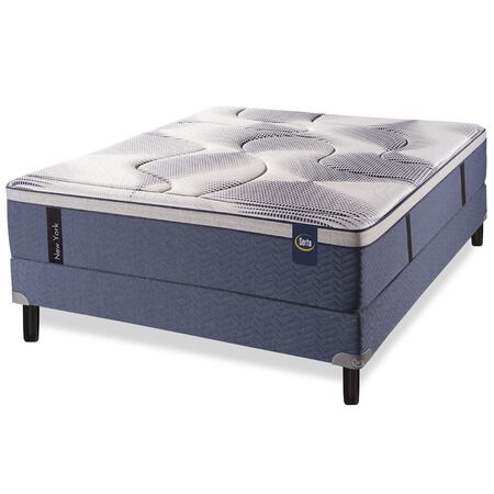 Colchon y Sommier Serta New York Queen Size 150x190x35cm de Resortes Pocket con Europillow Visco Inteligente