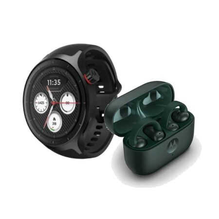 Combo Smartwatch Moto Watch 1.4 Pulgadas Negro + Auriculares Moto Buds Loop Verde PG38C08255-PG38C07164