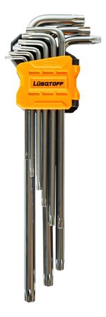 Juego De 9 Llaves Torx Largas L6950 Lusqtoff T10 A T50 Plateado