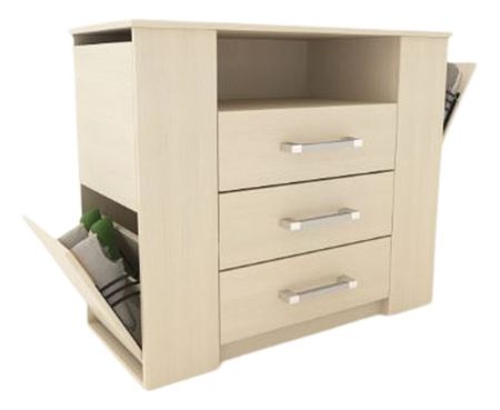 Comoda 92x111.5x50 3 Cajones Con 4 Botineros Dl261fc Fineline Crema Delos