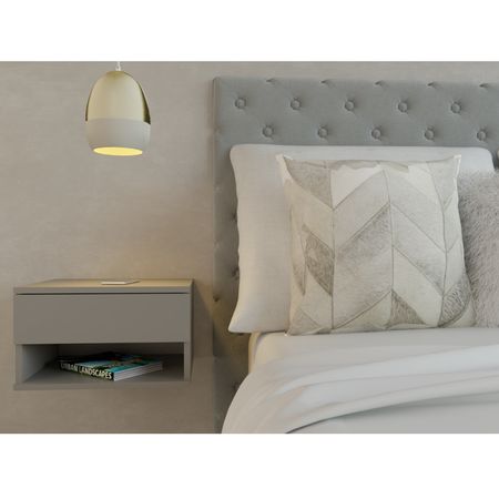 Mesa De Luz Flotante 1 Cajon Tables Cod: 6448 Gris