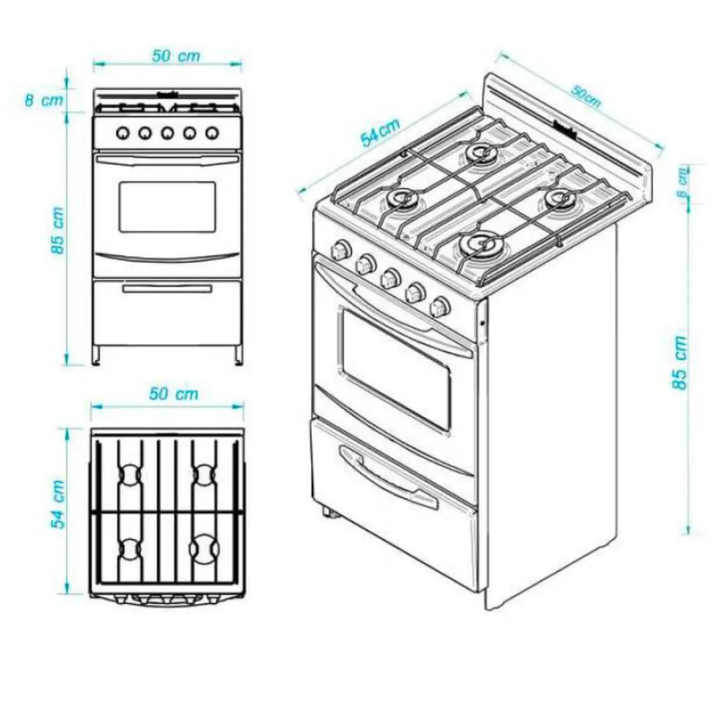 Cocina Escorial Candor S2 51 Cm Gas Envasado Blanca - Vista 4
