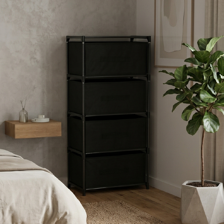 Comoda Cajonera 4 Cajones Waggs Mueble Organizador Portatil Negro