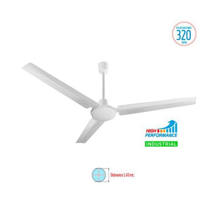 Ventilador De Techo Industrial Blanco Palas Metalicas Sin Luz Liliana Vthi503 