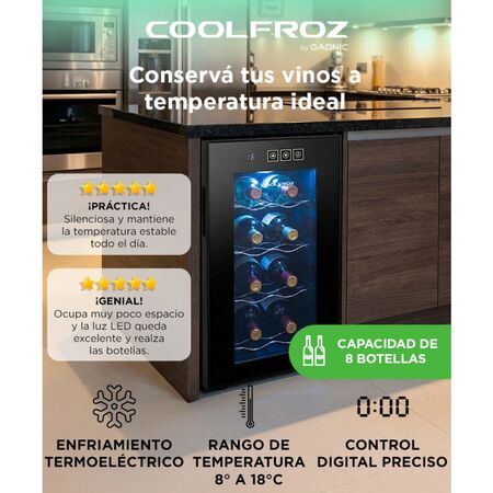 Cava De Vino Coolfroz Gadnic WCTE0008 8 Botellas Termoelectrica Display Led