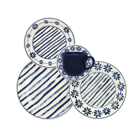 Juego Vajilla Platos x 30 Piezas Margaritas para 6 personas