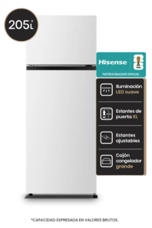 Heladera Hisense 205l Cíclica Con Freezer Superior Blanca