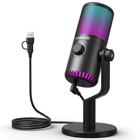 Maono DM30 RGB. Micrófono USB-C condenser cardioide. Gaming y streaming con iluminación RGB