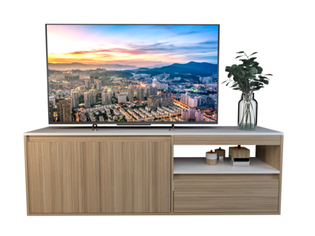 MUEBLE RACK TV DE 154 CM PARA LIVING CON 1 CAJON Y 2 PUERTAS COCO BOLO BLANCO