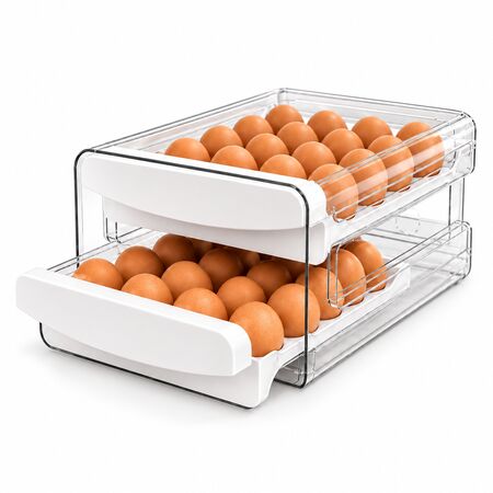Huevera Vertical Deslizante Organizador Capia Doble Nivel para 40 Huevos apta heladera