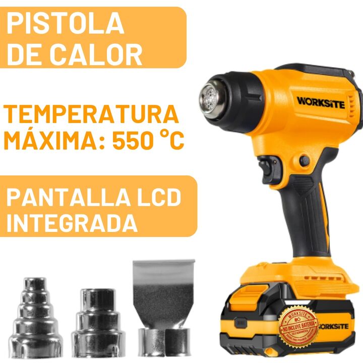 Pistola De Calor A Batería 21v Worksite Con Boquillas 550° - Vista 2