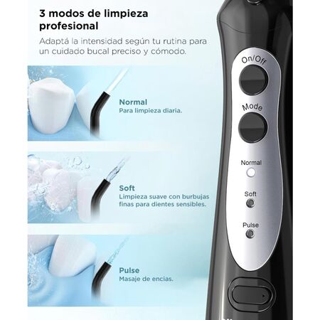 Irrigador Bucal Portatil Nicefeel Inalámbrico 300ml 2 Boquillas Intercambiables 5 Modos