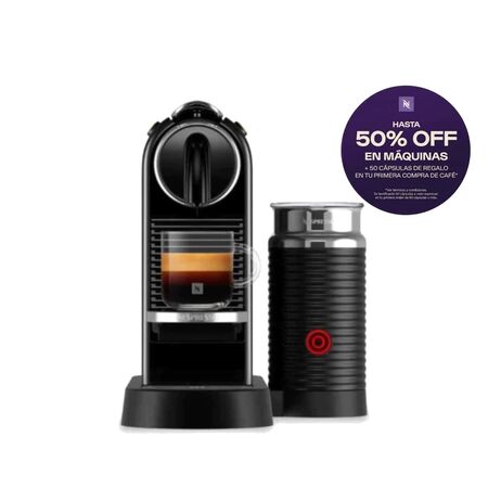 Cafetera Nespresso Citiz Milk Black Curva + Aeroccino D123-AR-BK-NE2-LOCAL