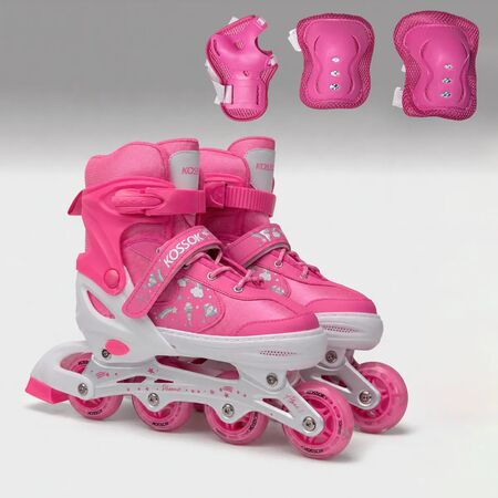 Rollers Phoenix Extensible 3 En 1 + Protecciones + Luz Led Talle Xs (24-27) Rosa Rosa Chicle
