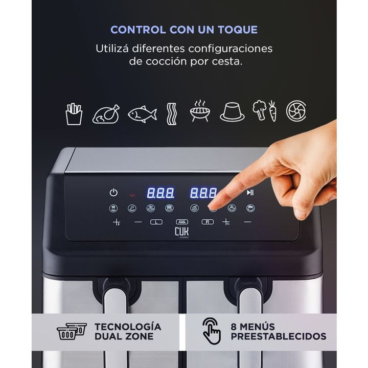 Freidora De Aire Eléctrica Gadnic Doble Cesta 9 Litros Antiadherente - Vista 3