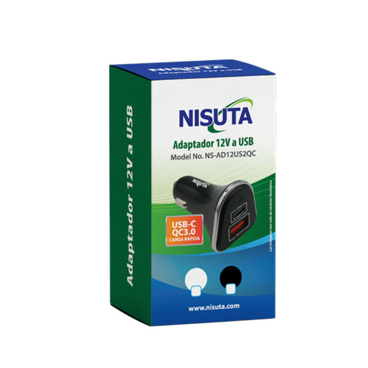 CARGADOR NISUTA AUTO USB Y USB-C 12 V (C: NEGRO NSAD12US2QC) - Vista 3