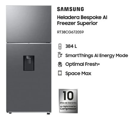 Heladera Samsung RT38CG6720S9 Inverter 384L Gris