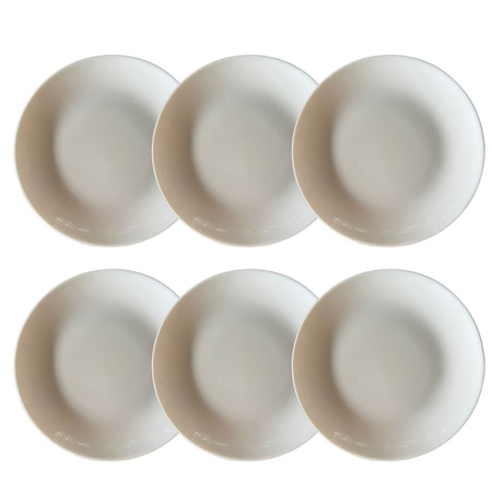 Set X 6 Platos Playos 24 Cm Vidrio Templado Blanco