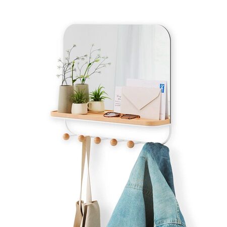 Espejo Organizador Umbra Estique Madera Natural