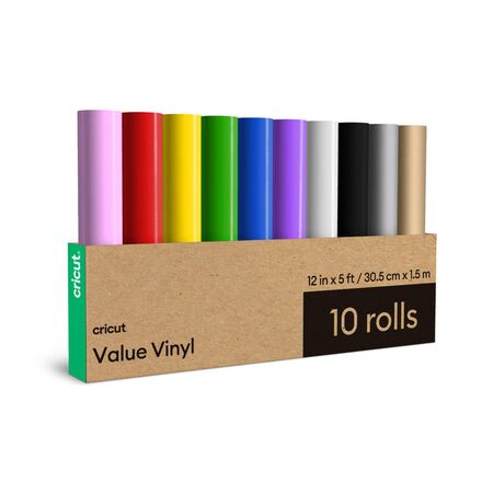 Cricut Value Vinyl Pack 10 colores vinilo adhesivo permanente 12" x 5 ft