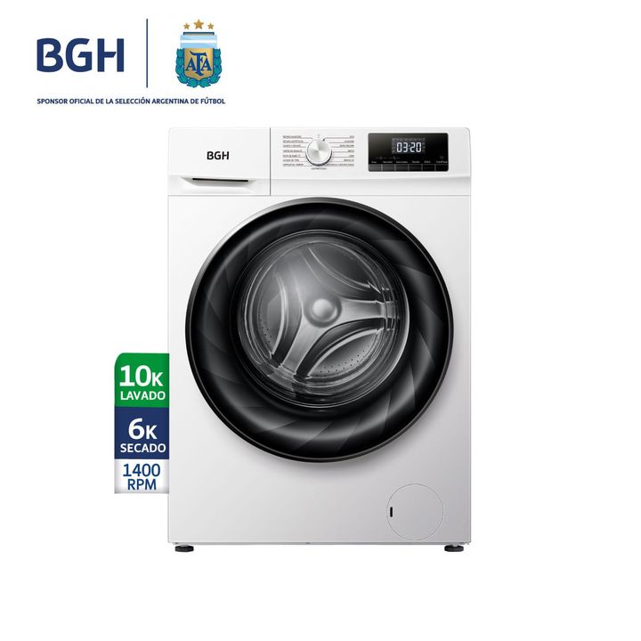 Lavasecarropas BGH BWDN10W25AR Inverter 10kg/6kg 1400RPM Blanco - Vista 2