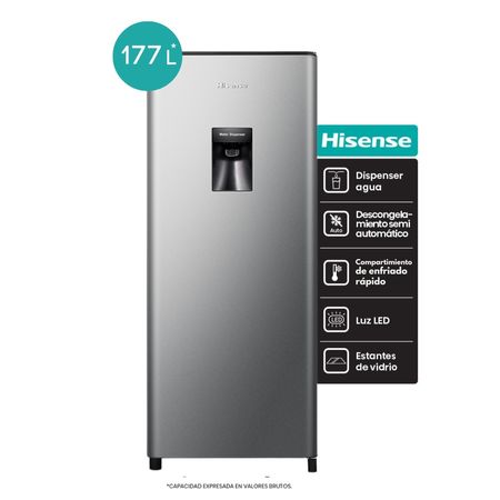 Heladera Single Door Hisense Dispenser 177L Silver RL230WL4AU