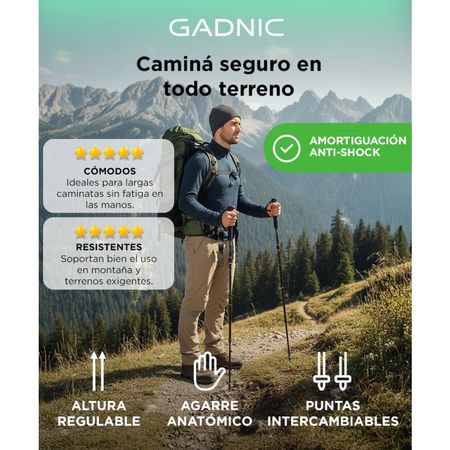 Kit de Bastones Trekking Gadnic Telescópico Antishock