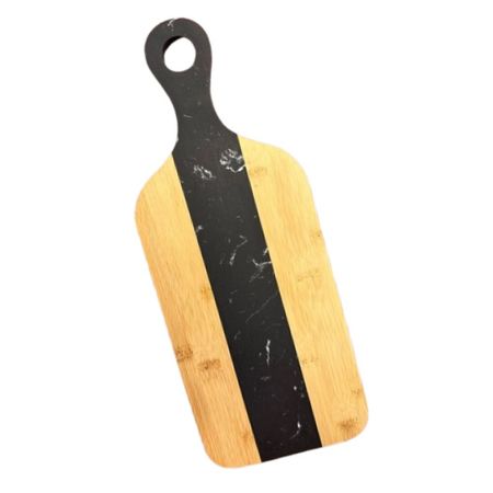 Bandeja Bamboo 42x16.5 Simil Marmol Negro