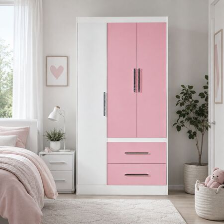 Placard Ropero Infantil Rosado 3 Puertas 2 Cajones Reforzado Maximo Fortaleza