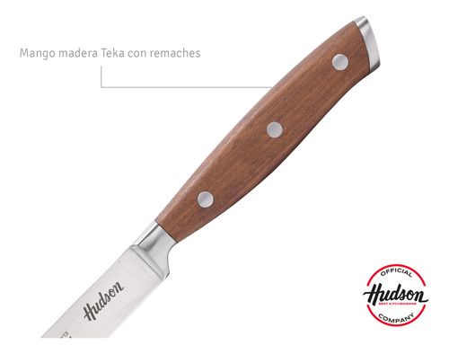 Cuchillo Utilitario Acero Inoxidable Mango Madera Hudson Marrón - Vista 3